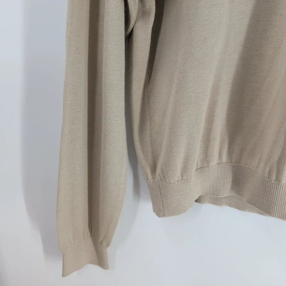 Vintage Pronto Uomo Knit Silk Blend Mock‎ Neck Pullover Sweater Beige Size XL